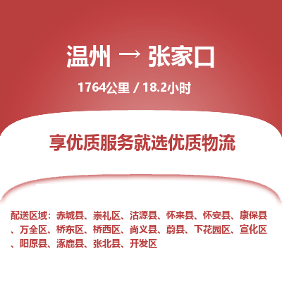 溫州到張家口萬全區物流專線